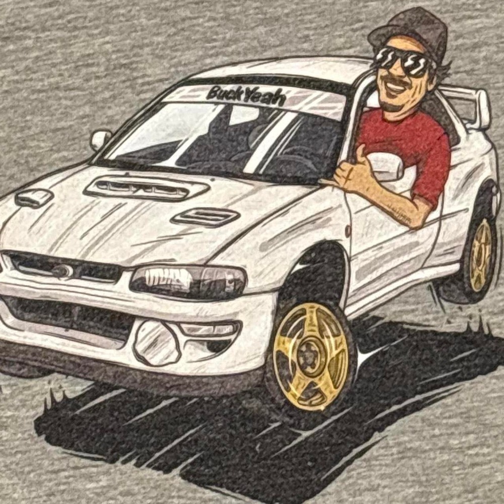 Bucky Lasek Buck Yeah Subaru Impreza GC8 T-Shirt Gray EUC JDM Rally